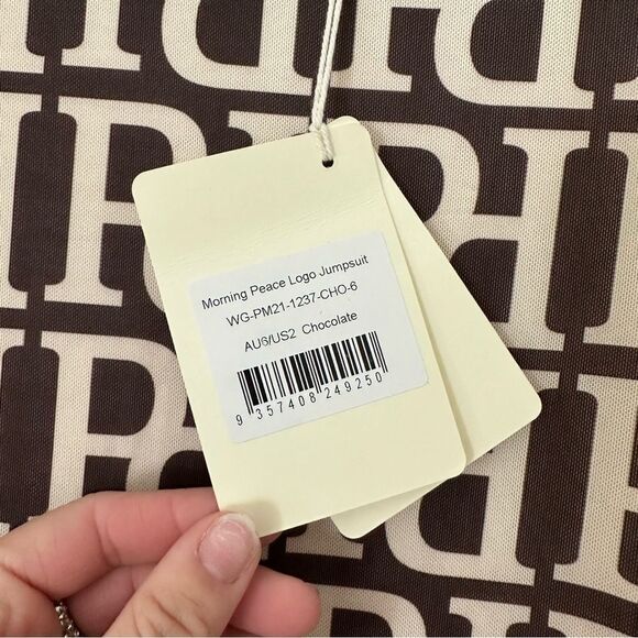 NWT Peppermayo morning logo peace jumpsuit in chocolate and cream - Picture 7 of 12